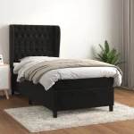 Κρεβάτι Boxspring με Στρώμα Μαύρο 90x190 εκ. Βελούδινο Μαύρο 3129365