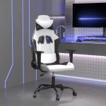 Καρέκλα Gaming Μασάζ Λευκό/Μαύρο από Συνθετικό Δέρμα Μαύρο 345409