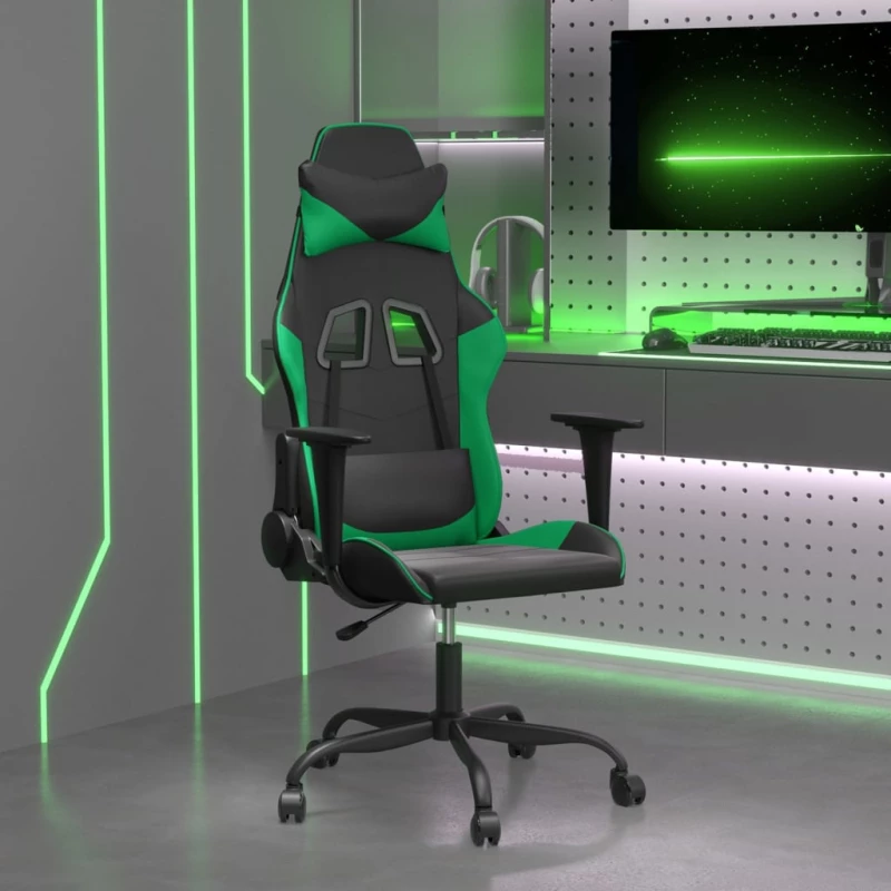 Καρέκλα Gaming Μαύρο/πράσινο από Συνθετικό Δέρμα Μαύρο 3143644
