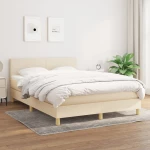 Κρεβάτι Boxspring με Στρώμα Κρεμ 140x200 εκ. Υφασμάτινο Κρεμ 3140462