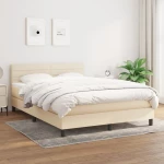 Κρεβάτι Boxspring με Στρώμα Κρεμ 140x190 εκ. Υφασμάτινο Κρεμ 3140134