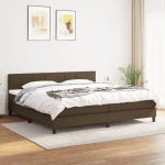 Κρεβάτι Boxspring με Στρώμα Σκούρο Καφέ 200x200 εκ. Υφασμάτινο Καφέ 3140084