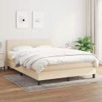 Κρεβάτι Boxspring με Στρώμα Κρεμ 140x200 εκ. Υφασμάτινο Κρεμ 3139902