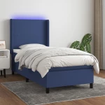 Κρεβάτι Boxspring με Στρώμα & LED Μπλε 100x200 εκ. Υφασμάτινο Μπλε 3138139