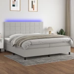 Κρεβάτι Boxspring με Στρώμα & LED Αν.Γκρι 200x200εκ. Υφασμάτινο Γκρι 3134901