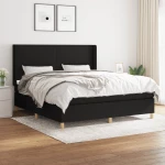 Κρεβάτι Boxspring με Στρώμα Μαύρο 160x200 εκ. Υφασμάτινο Μαύρο 3131843