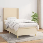 Κρεβάτι Boxspring με Στρώμα Κρεμ 90x200 εκ.Υφασμάτινο Κρεμ 3131806