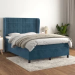 Κρεβάτι Boxspring με Στρώμα Σκούρο Μπλε 140x190 εκ. Βελούδινο Μπλε 3129211