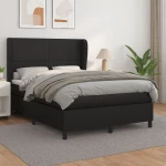 Κρεβάτι Boxspring με Στρώμα Μαύρο 140x200εκ.από Συνθετικό Δέρμα Μαύρο 3128913