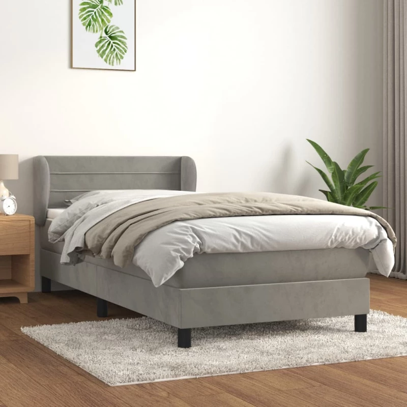 Κρεβάτι Boxspring με Στρώμα Σκούρο Γκρι 90x200 εκ. Βελούδινο Γκρι 3127530