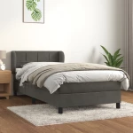 Κρεβάτι Boxspring με Στρώμα Σκούρο Γκρι 90x190 εκ. Βελούδινο Γκρι 3127464