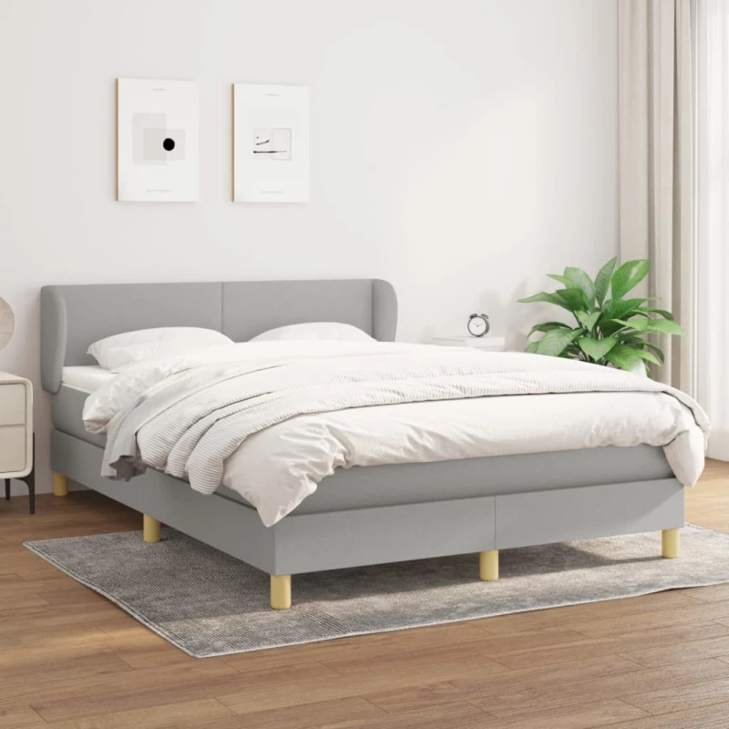 Κρεβάτι Boxspring με Στρώμα Ανοιχτό Γκρι 140x200 εκ. Υφασμάτινο Γκρι 3126645