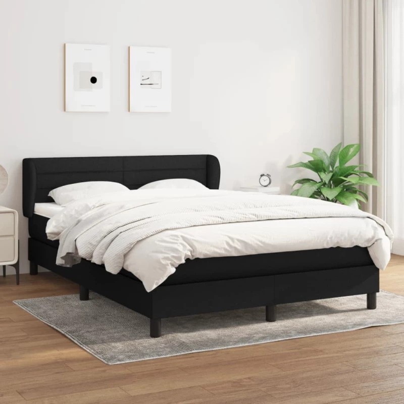 Κρεβάτι Boxspring με Στρώμα Μαύρο 140x200 εκ. Υφασμάτινο Μαύρο 3126327