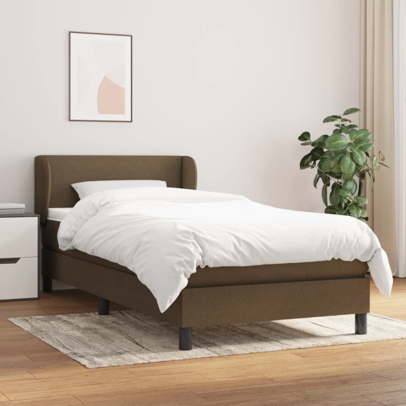 Κρεβάτι Boxspring με Στρώμα Σκούρο Καφέ 80x200 εκ. Υφασμάτινο Καφέ 3126040