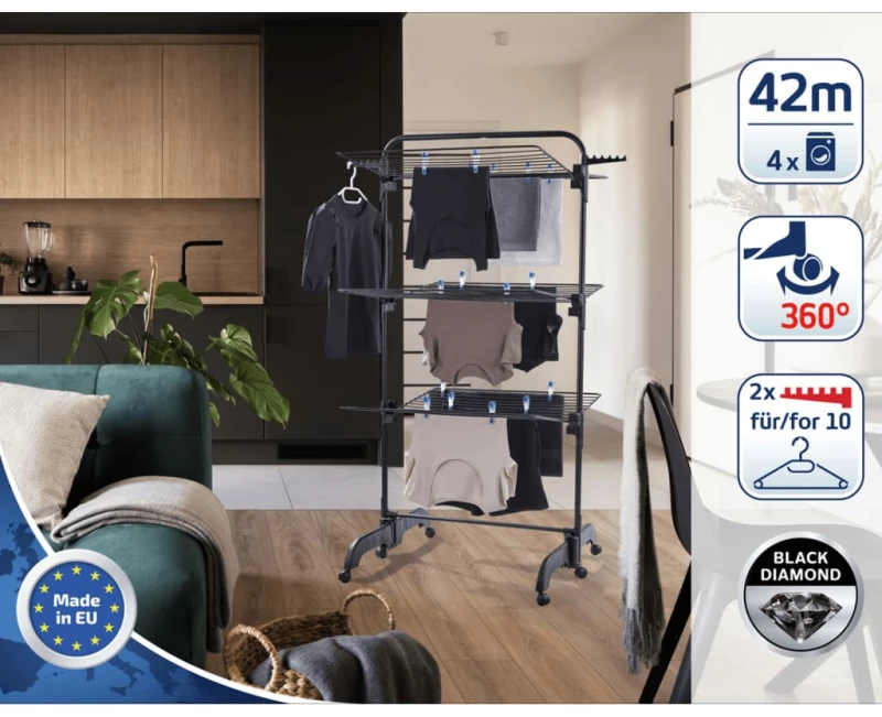 Leifheit Απλώστρα Ρούχων Comfort Tower Μαύρη 420 Μαύρο 447497