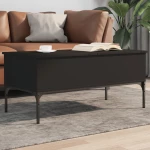 Τραπεζάκι Σαλονιού Μαύρο 100x50x45 εκ. Επεξ. Ξύλο & Μέταλλο Μαύρο 845411