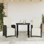 Σετ Επίπλων Bistro 3 τεμ. Μαύρο Συνθετ. Ρατάν με Μαξιλάρια Μαύρο 3212521