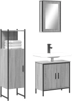Σετ Επίπλων Μπάνιου 3 Τεμαχίων Γκρι Sonoma Επεξεργασμένο Ξύλο Γκρι 3214823