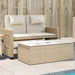 Πάγκος Κήπου Ανακλινόμενος Μπεζ Συνθετικό Ρατάν με Μαξιλάρια 365820