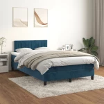 Κρεβάτι Boxspring με Στρώμα Σκούρο Μπλε 120x200 εκ. Βελούδινο Μπλε 3141417