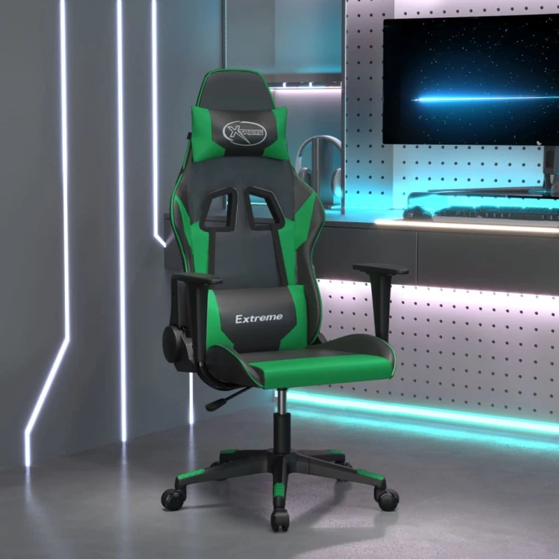 Καρέκλα Gaming Μαύρο/πράσινο από Συνθετικό Δέρμα Μαύρο 3143690