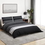 Σετ Παπλωματοθήκη Μαύρο και Λευκό 135x200 cm Βαμβακερό 136499