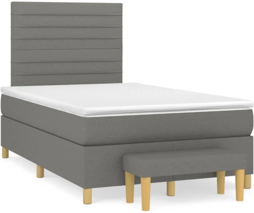 Κρεβάτι Boxspring με Στρώμα Σκούρο Γκρι 120x190 εκ Υφασμάτινο Γκρι 3270412