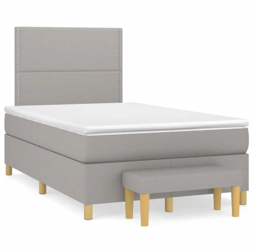 Κρεβάτι Boxspring με Στρώμα Ανοιχτό Γκρι 120x190 εκ. Υφασμάτινο Γκρι 3270397