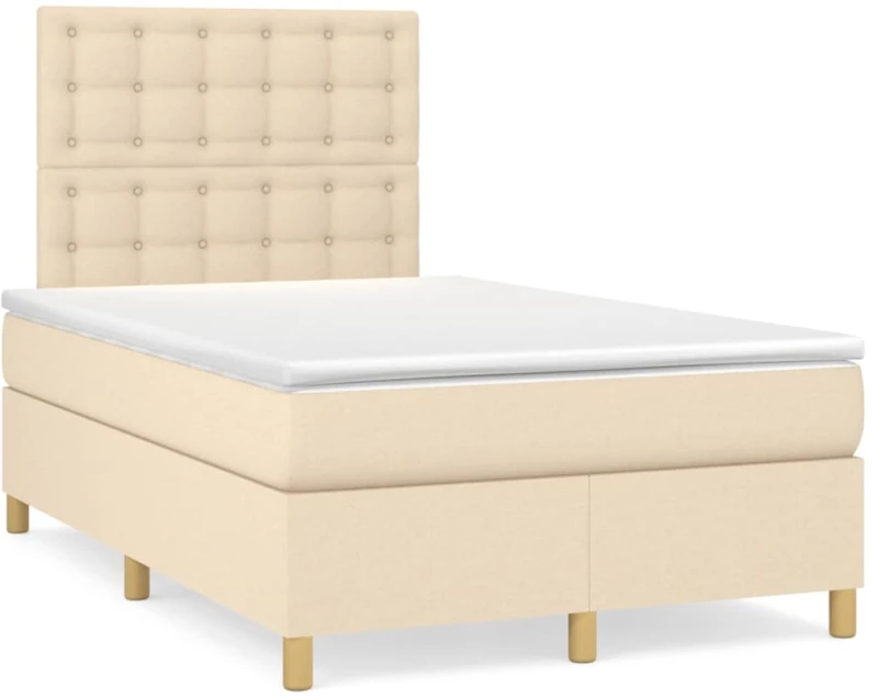 Κρεβάτι Boxspring με Στρώμα & LED Κρεμ 120x190 εκ. Υφασμάτινο Κρεμ 3270279