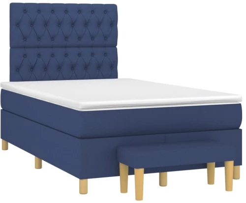 Κρεβάτι Boxspring με Στρώμα Μπλε 120x190 εκ. Υφασμάτινο Μπλε 3270431