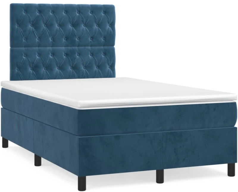 Κρεβάτι Boxspring με Στρώμα Σκούρο Μπλε 120x190 εκ. Βελούδινο Μπλε 3270017