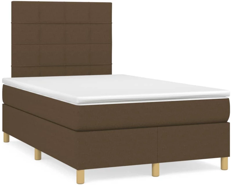 Κρεβάτι Boxspring με Στρώμα Σκούρο Καφέ 120x190 εκ Υφασμάτινο Καφέ 3269933