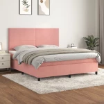 Κρεβάτι Boxspring με Στρώμα Ροζ 180x200 εκ. Βελούδινο Ροζ 3142922