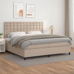 Κρεβάτι Boxspring με Στρώμα Καπουτσίνο 200x200εκ.από Συνθ.Δέρμα Καφέ 3142868