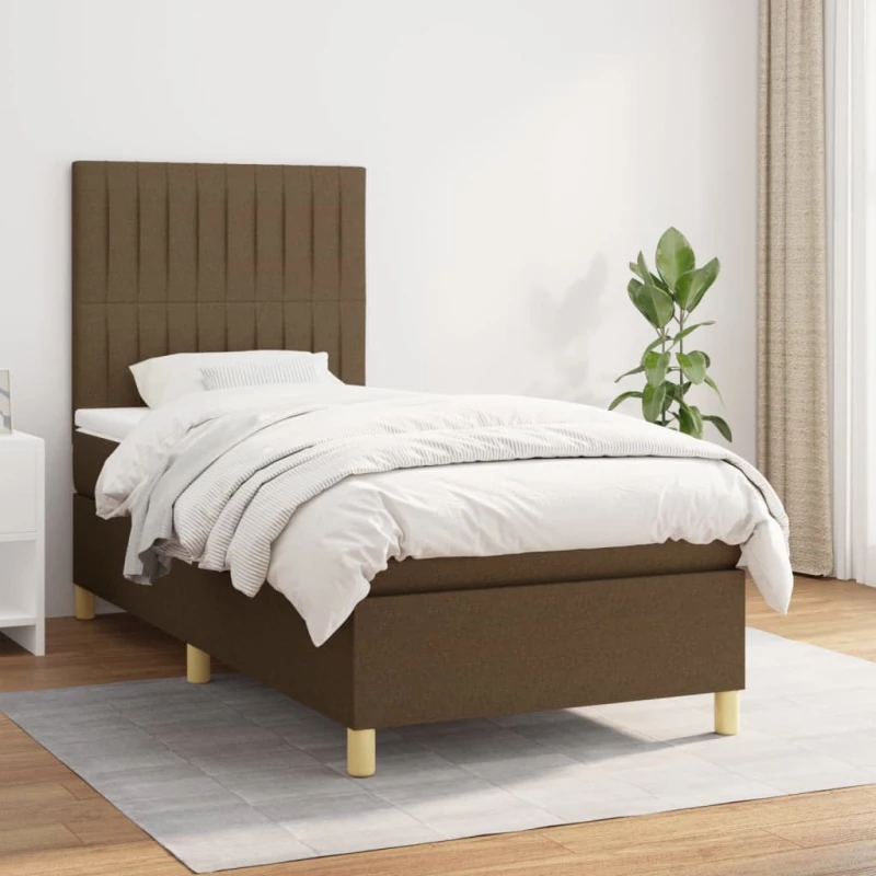 Κρεβάτι Boxspring με Στρώμα Σκούρο Καφέ 80x200 εκ. Υφασμάτινο Καφέ 3142452