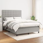 Κρεβάτι Boxspring με Στρώμα Ανοιχτό Γκρι 140x200 εκ. Υφασμάτινο Γκρι 3142097