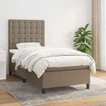 Κρεβάτι Boxspring με Στρώμα Taupe 80x200 εκ. Υφασμάτινο μπεζ-γκρι 3142053