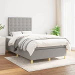 Κρεβάτι Boxspring με Στρώμα Ανοιχτό Γκρι 120x200 εκ. Υφασμάτινο Γκρι 3142641