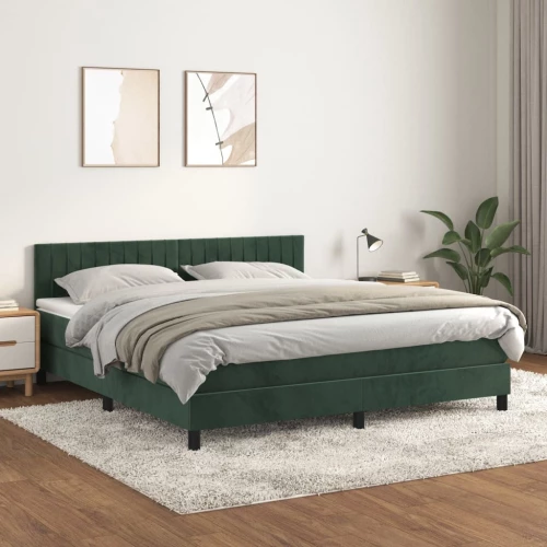 Κρεβάτι Boxspring με Στρώμα Σκούρο Πράσινο 180x200εκ. Βελούδινο Πράσινο 3141440