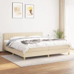 Κρεβάτι Boxspring με Στρώμα Κρεμ 200x200 εκ. Υφασμάτινο Κρεμ 3140806