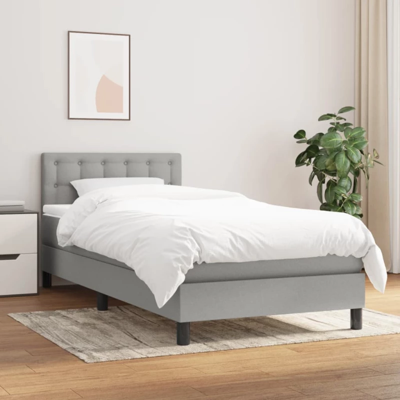 Κρεβάτι Boxspring με Στρώμα Ανοιχτό Γκρι 100x200 εκ. Υφασμάτινο Γκρι 3140353