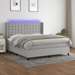 Κρεβάτι Boxspring με Στρώμα & LED Αν.Γκρι 180x200εκ. Υφασμάτινο Γκρι 3138653
