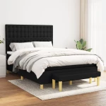 Κρεβάτι Boxspring με Στρώμα Μαύρο 140x190 εκ. Υφασμάτινο Μαύρο 3137471