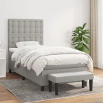 Κρεβάτι Boxspring με Στρώμα Ανοιχτό Γκρι 100x200 εκ. Υφασμάτινο Γκρι 3136893