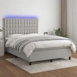 Κρεβάτι Boxspring με Στρώμα & LED Αν.Γκρι 140x200εκ. Υφασμάτινο Γκρι 3135197