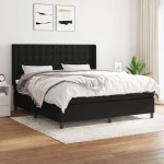 Κρεβάτι Boxspring με Στρώμα Μαύρο 160x200 εκ. Υφασμάτινο Μαύρο 3131763