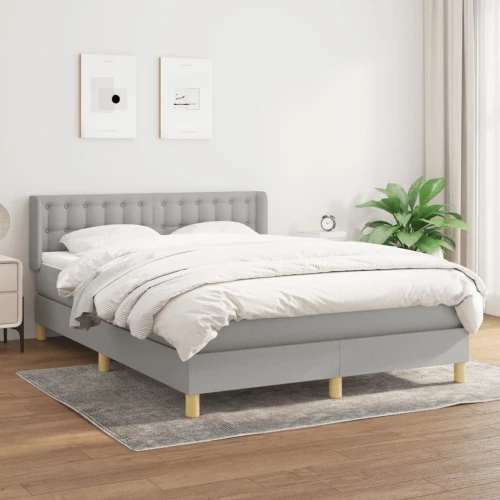 Κρεβάτι Boxspring με Στρώμα Ανοιχτό Γκρι 140x200 εκ. Υφασμάτινο Γκρι 3130593