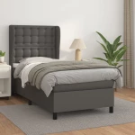 Κρεβάτι Boxspring με Στρώμα Γκρι 90x200 εκ. από Συνθετικό Δέρμα Γκρι 3129013