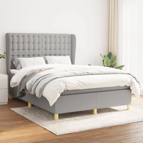 Κρεβάτι Boxspring με Στρώμα Ανοιχτό Γκρι 140x200 εκ. Υφασμάτινο Γκρι 3128845