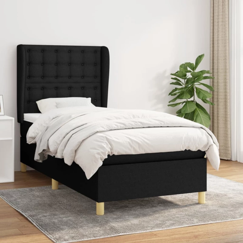Κρεβάτι Boxspring με Στρώμα Μαύρο 80 x 200 εκ. Υφασμάτινο Μαύρο 3128799